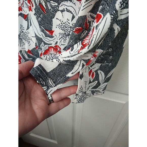 Serengeti Woman XL Blouse S/S Pullover Black White Red Classic Office - Picture 4 of 7